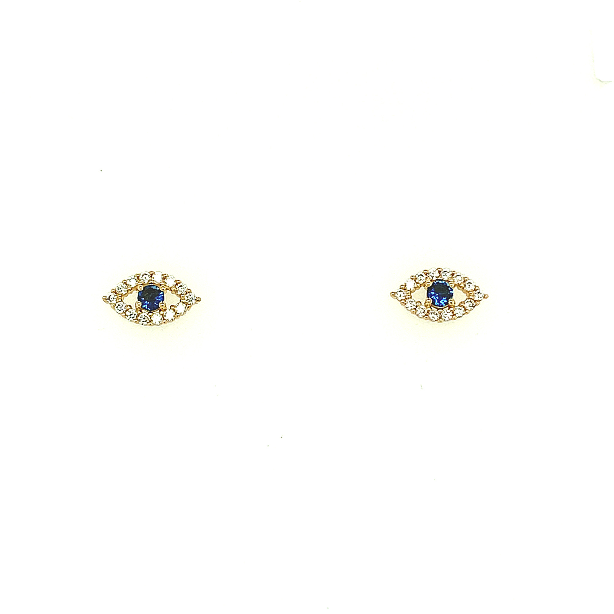 30244 14K YELLOW GOLD CUBIC ZIRCONIA OPEN EVIL EYE DESIGN EARRINGS