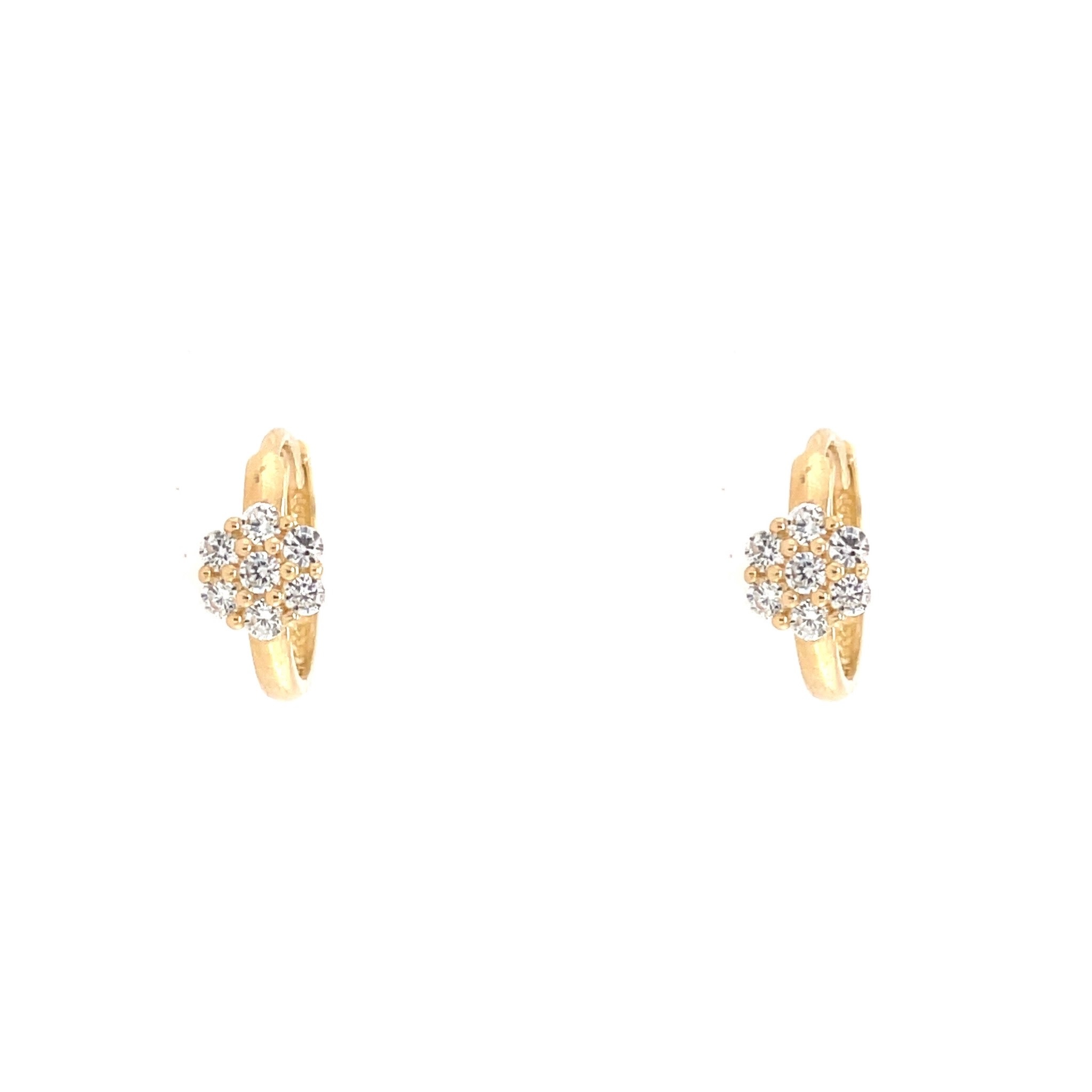 30128 14K YELLOW GOLD WHITE CUBIC ZIRCONIA FLOWER HUGGIES