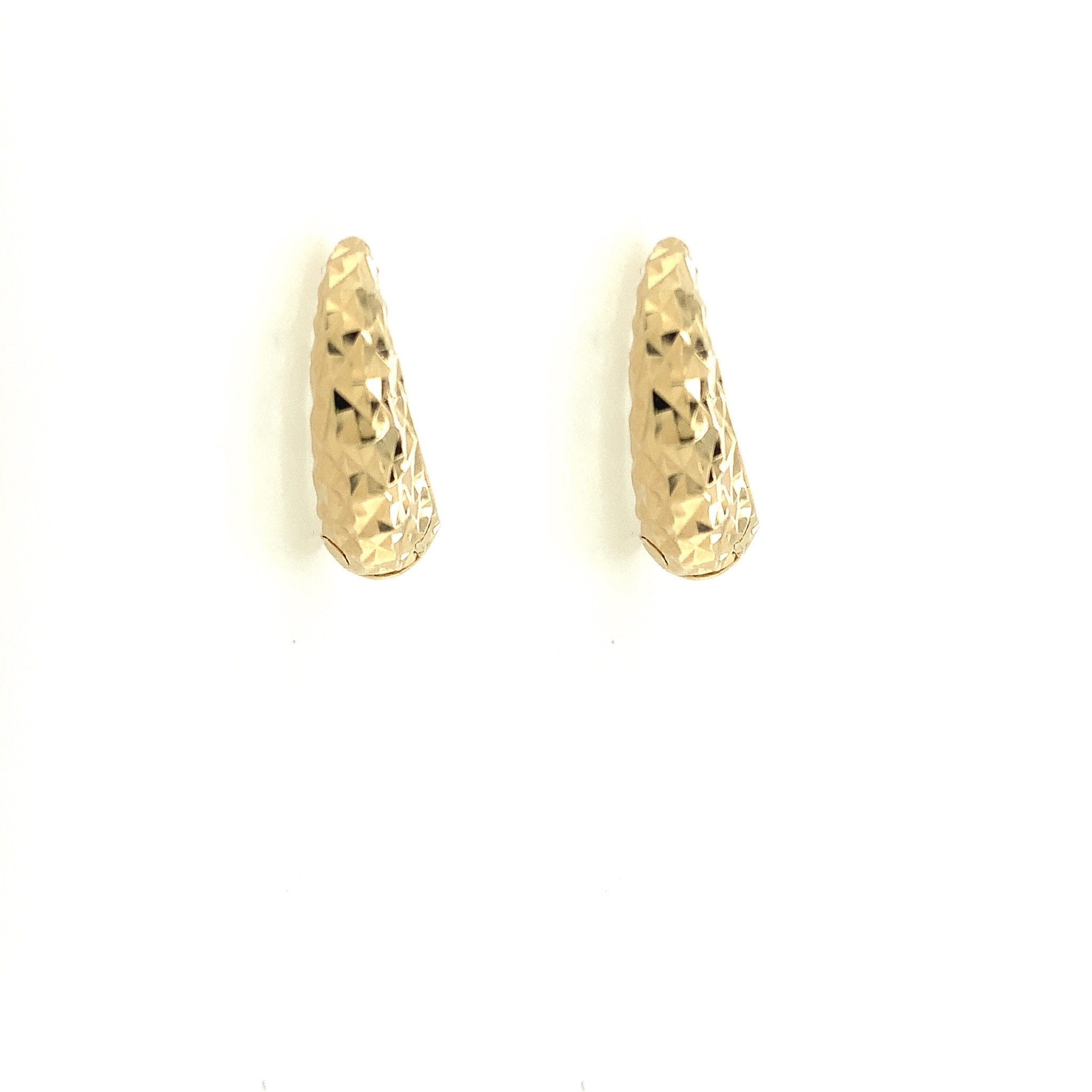30261 14K YELLOW GOLD DIAMOND CUT WIDE BOTTOM HUGGIES