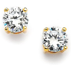 30171 14K YELLOW GOLD 3MM ROUND CUBIC ZIRCONIA STUDS