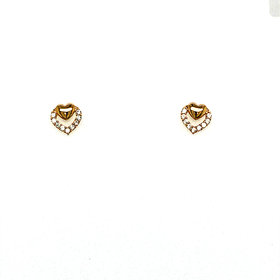 32401 14K WHITE AND YELLOW GOLD OPEN DOUBLE CUBIC ZIRCONIA HEART SCREW BACK STUDS