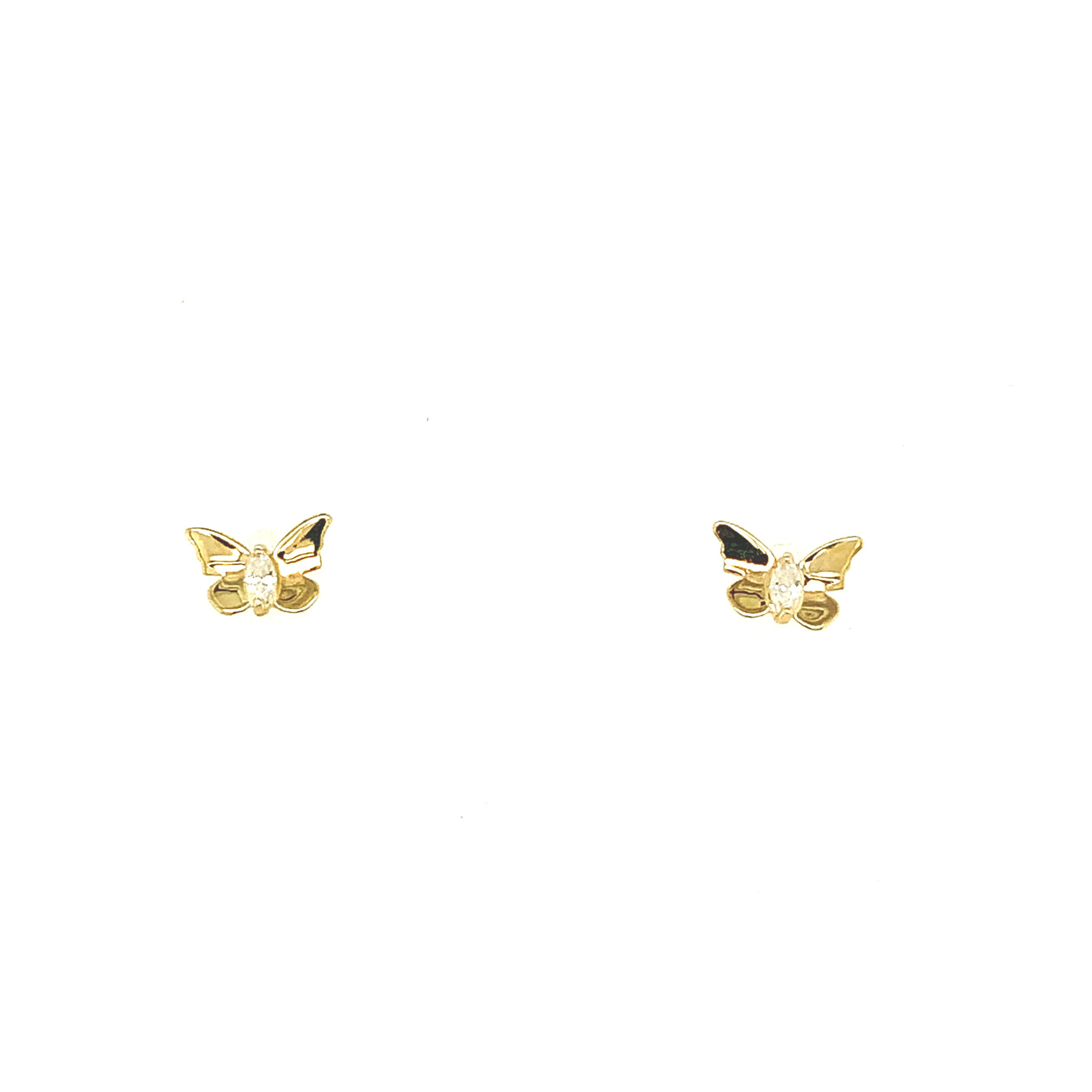 30237 14K YELLOW GOLD MARQUIS CUBIC ZIRCONIA CENTER BUTTERFLY EARRINGS