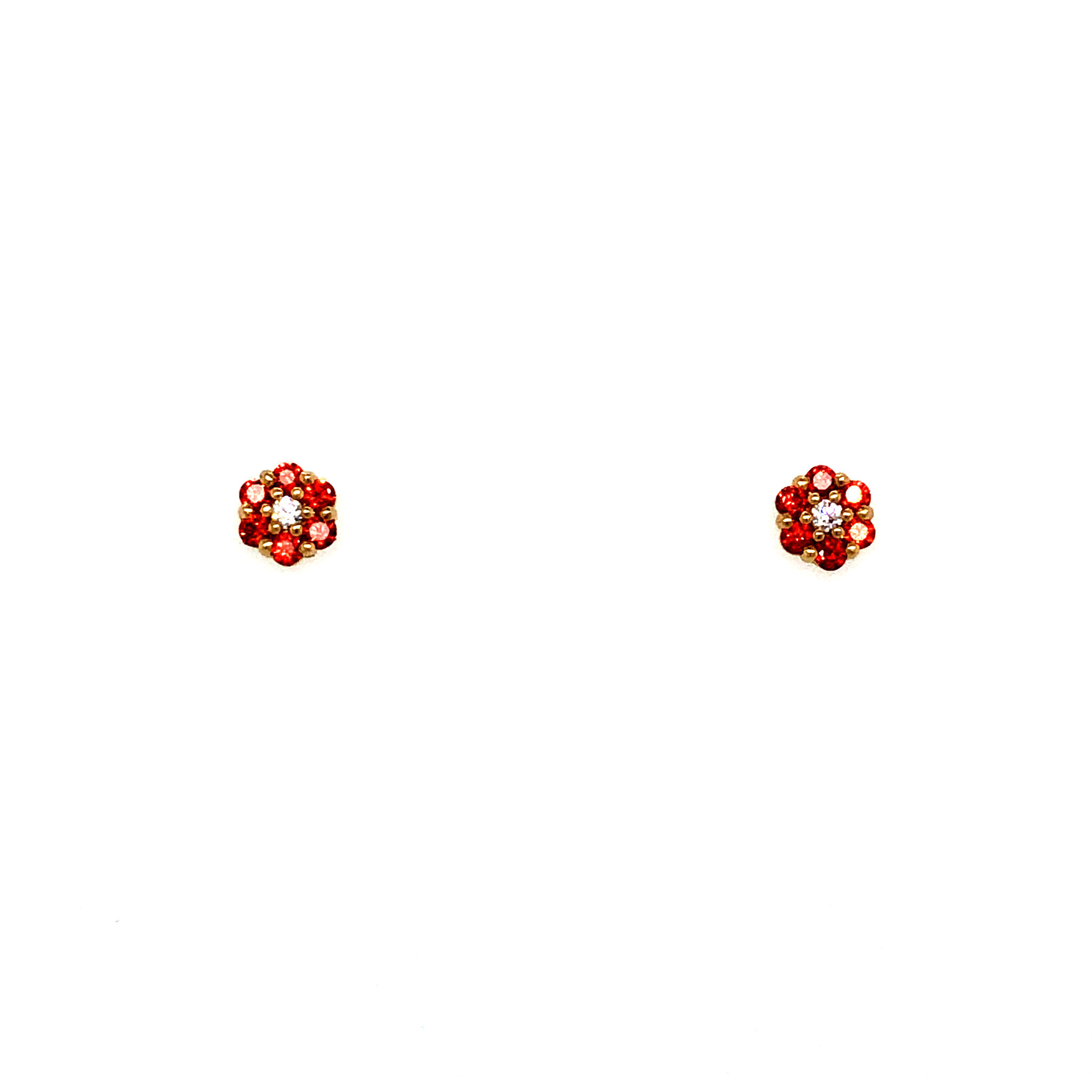 332249 14K YELLOW GOLD MULTI COLOR CUBIC ZIRCON FLOWER SCREW BACK STUDS