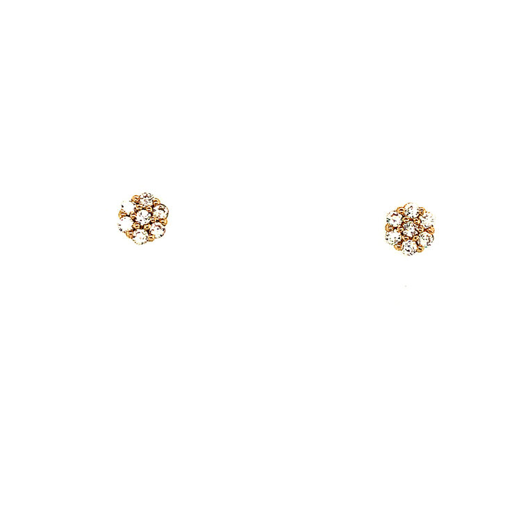 332249 14K YELLOW GOLD MULTI COLOR CUBIC ZIRCON FLOWER SCREW BACK STUDS