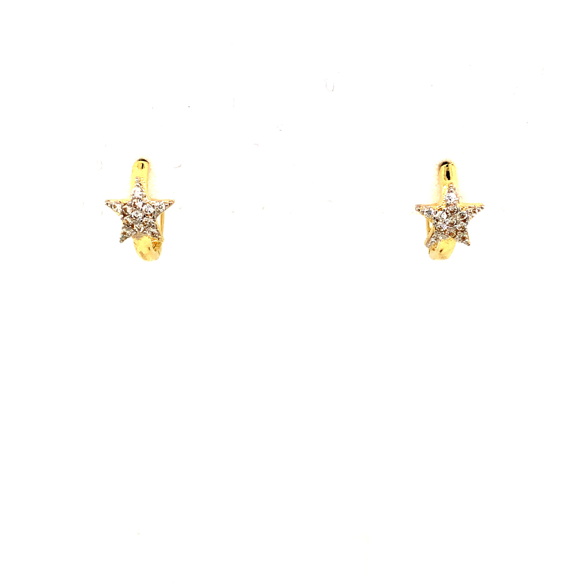 32449 14K YELLOW GOLD CUBIC ZIRCON STAR HUGGIES
