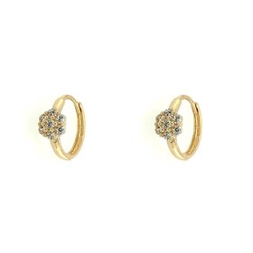 30269 14K YELLOW GOLD CUBIC ZIRCONIA FLOWER HUGGIES