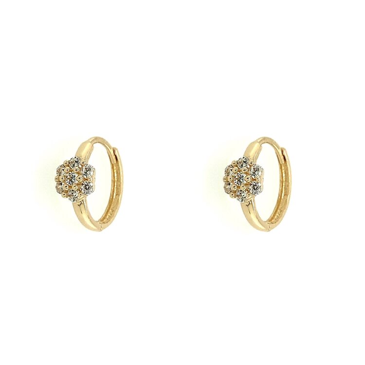 30269 14K YELLOW GOLD CUBIC ZIRCONIA FLOWER HUGGIES