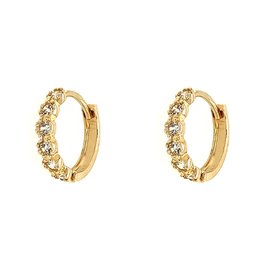 30057 14K YELLOW GOLD MILGRAIN EDGE BEZEL SET CUBIC ZIRCONIA HUGGIES