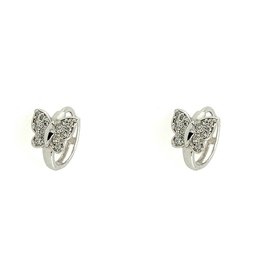 31326 14K WHITE GOLD BUTTERFLY CUBIC ZIRCONIA CENTER HUGGIES