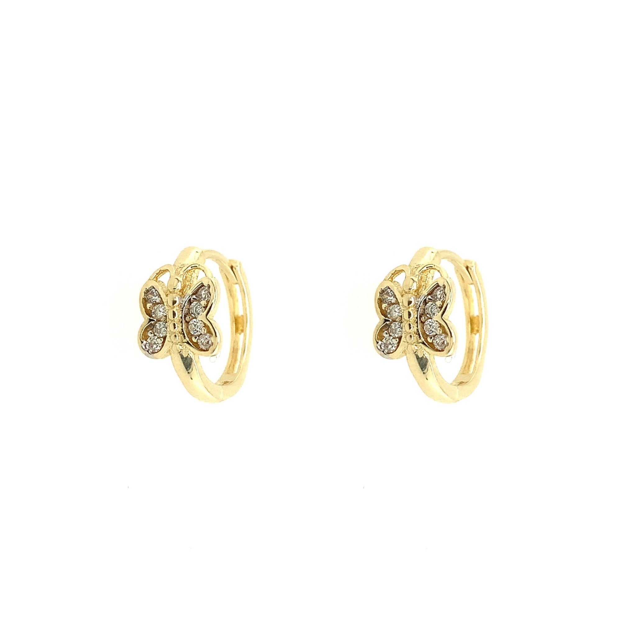 32456 14K YELLOW GOLD CUBIC ZIRCON BUTTERFLY HUGGIES
