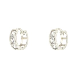 32235 14K WHITE GOLD CHANNEL SET CUBIC ZIRCONIA HUGGIES