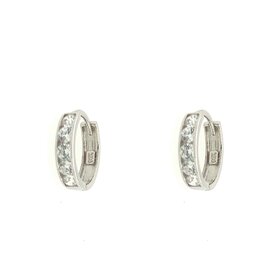 30097 14K WHITE GOLD  CHANNEL  SET CUBIC ZIRCONIA  SMALL HUGGIES (5 STONES)