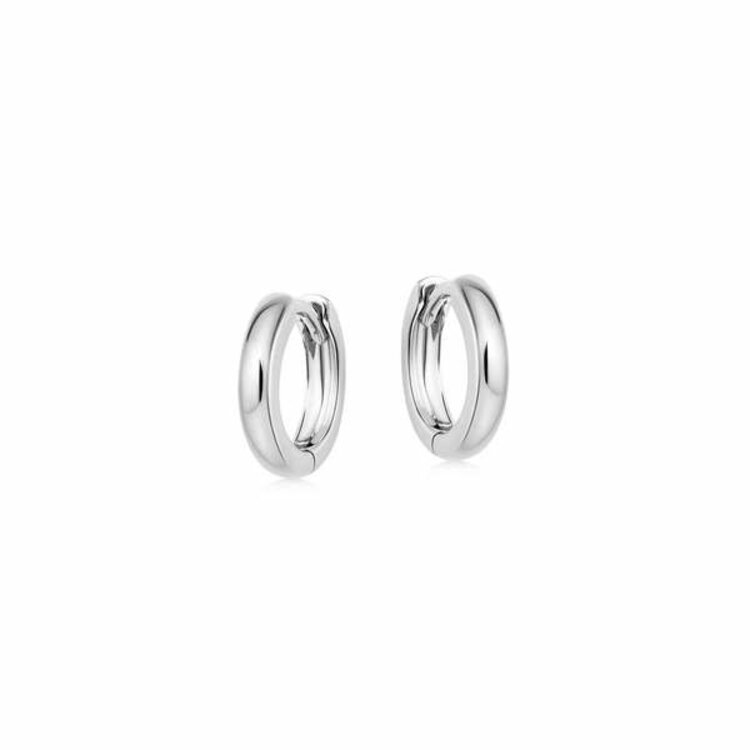 30280 14K WHITE GOLD SMALL HIGH POLISH HUGGIES H .43'' THICKNESS 2mm