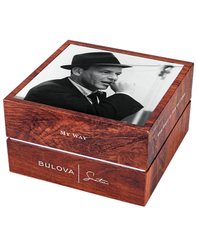 BULOVA FRANK SINATRA WHITE DIAL  BROWN LEATHER BAND MENS WATCH