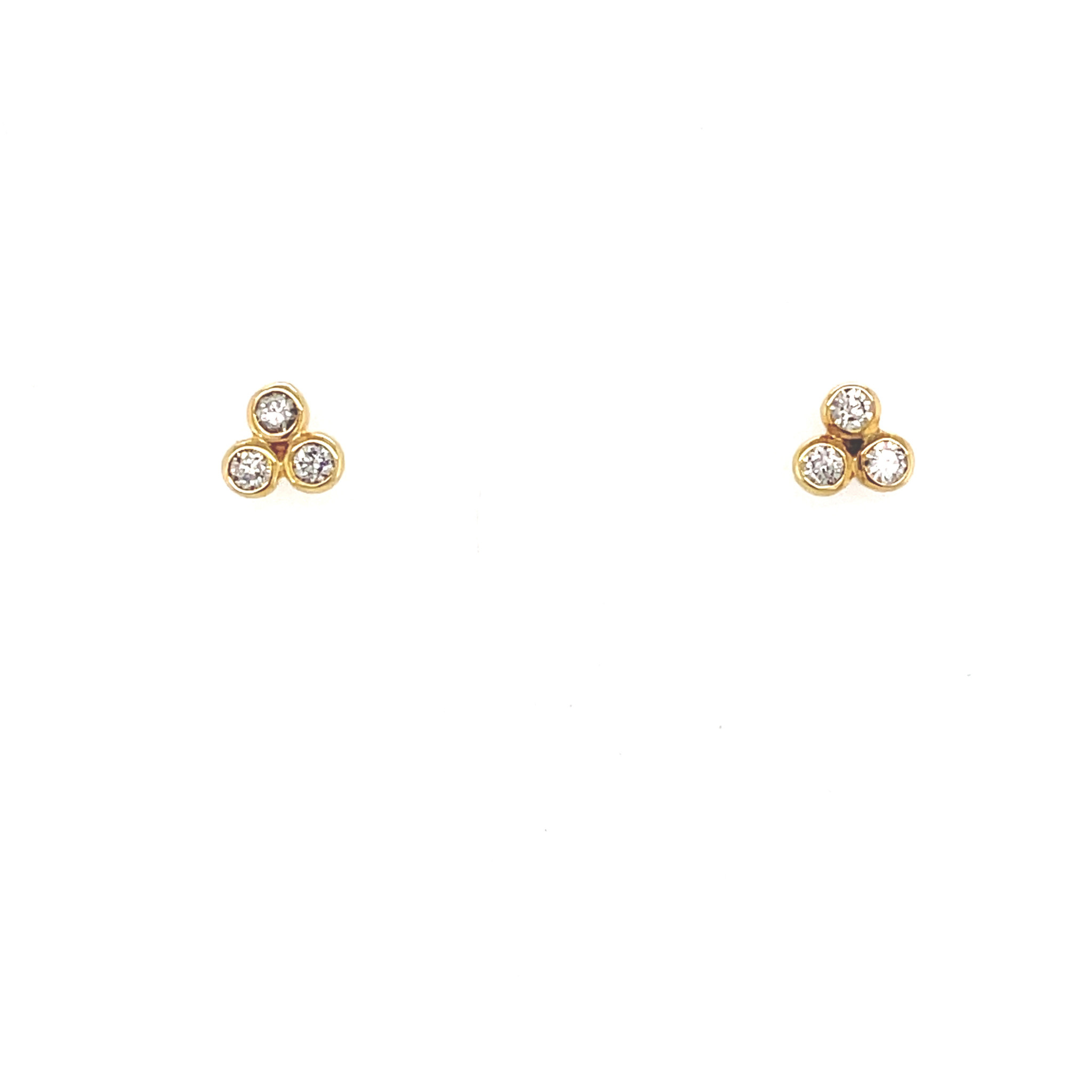 30203 10K YELLOW GOLD .10TCW DIAMOND BEZEL SET CLOVER DESIGN STUDS