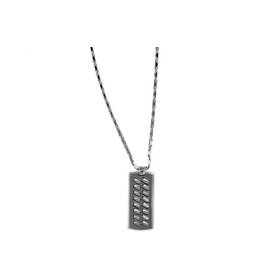 849513022808 OFFICINA BERNARDI TWISTED BAR DOG TAG WITH  BEVELED EDGE BAR NECKACE