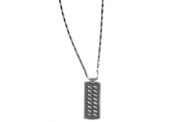 849513022808 OFFICINA BERNARDI TWISTED BAR DOG TAG WITH  BEVELED EDGE BAR NECKACE