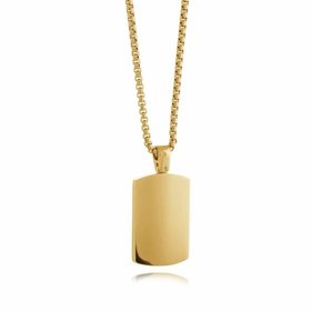 SP166 ITALGEM  STAINLESS STEEL GOLD PLATED ROUND BOX LINK CHAIN BRUSHED FINISH DOG TAG