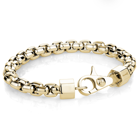ITALGEM SMB261 ITALGEM STAINLESS STEEL GOLD PLATED MATTE THICK BOX LINK 8MM  MENS BRACELET