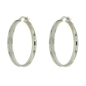 31449 14K WHITE GOLD 3.8MM 1.5" MATTE FINISH CENTER HOOPS