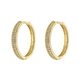 32062 14K 2 TONE CUBIC ZIRCONIA REVERSIBLE PAVE SET ETERNITY STYLE HOOPS