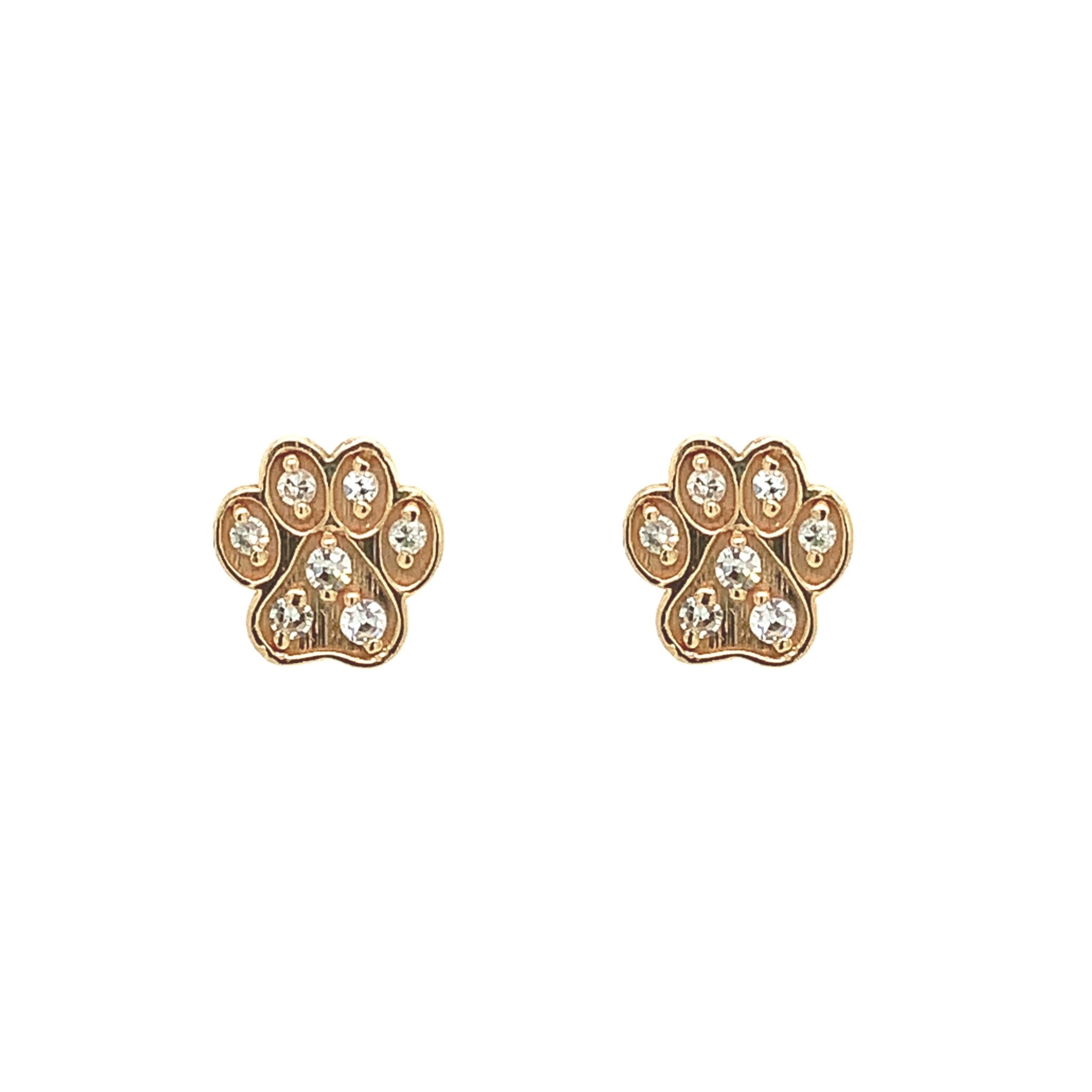 32240 14K YELLOW GOLD .14TCW DIAMOND PAW PRINT STUDS