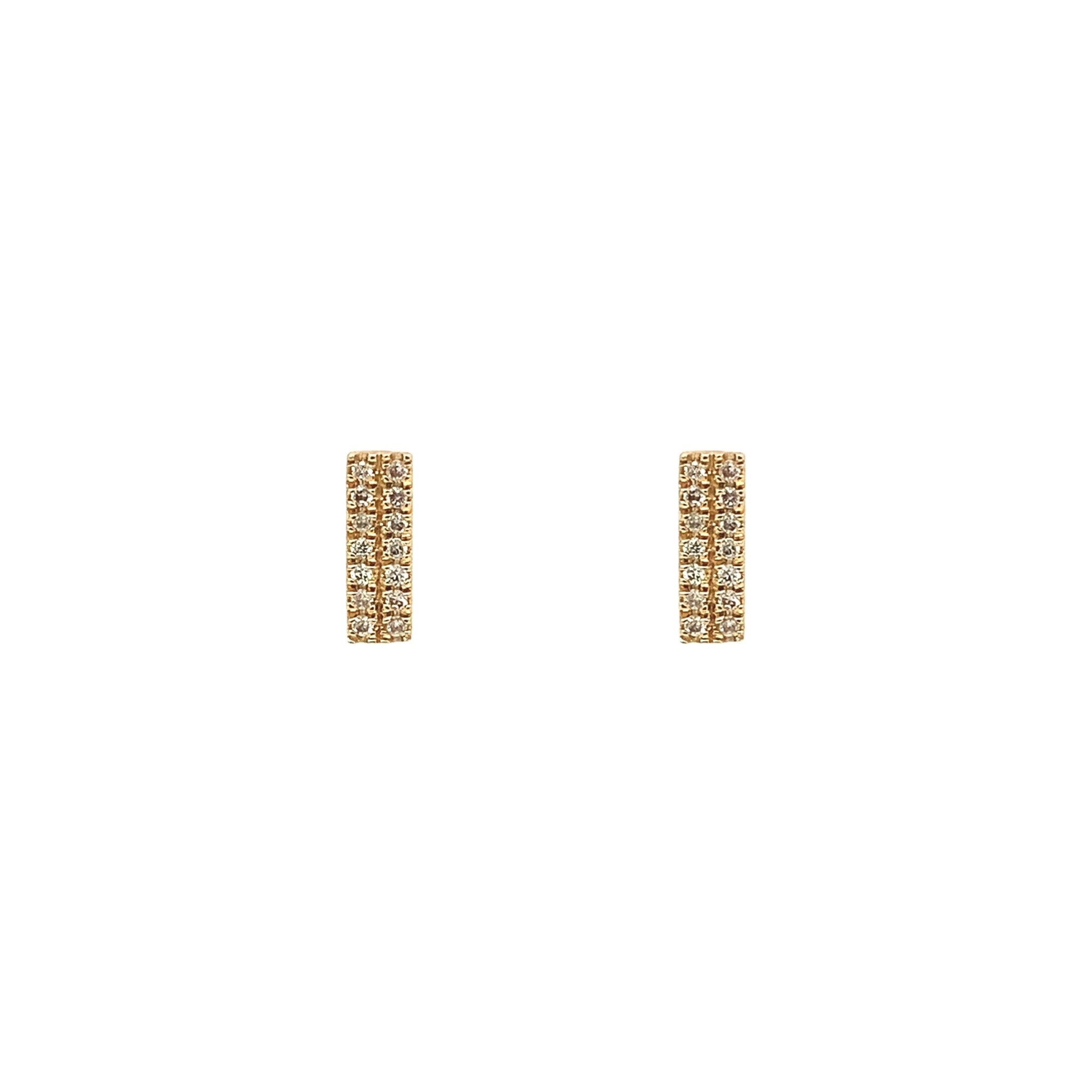 32476 14K WHITE AND YELLOW GOLD .09TCW DIAMONDS BAR STUDS
