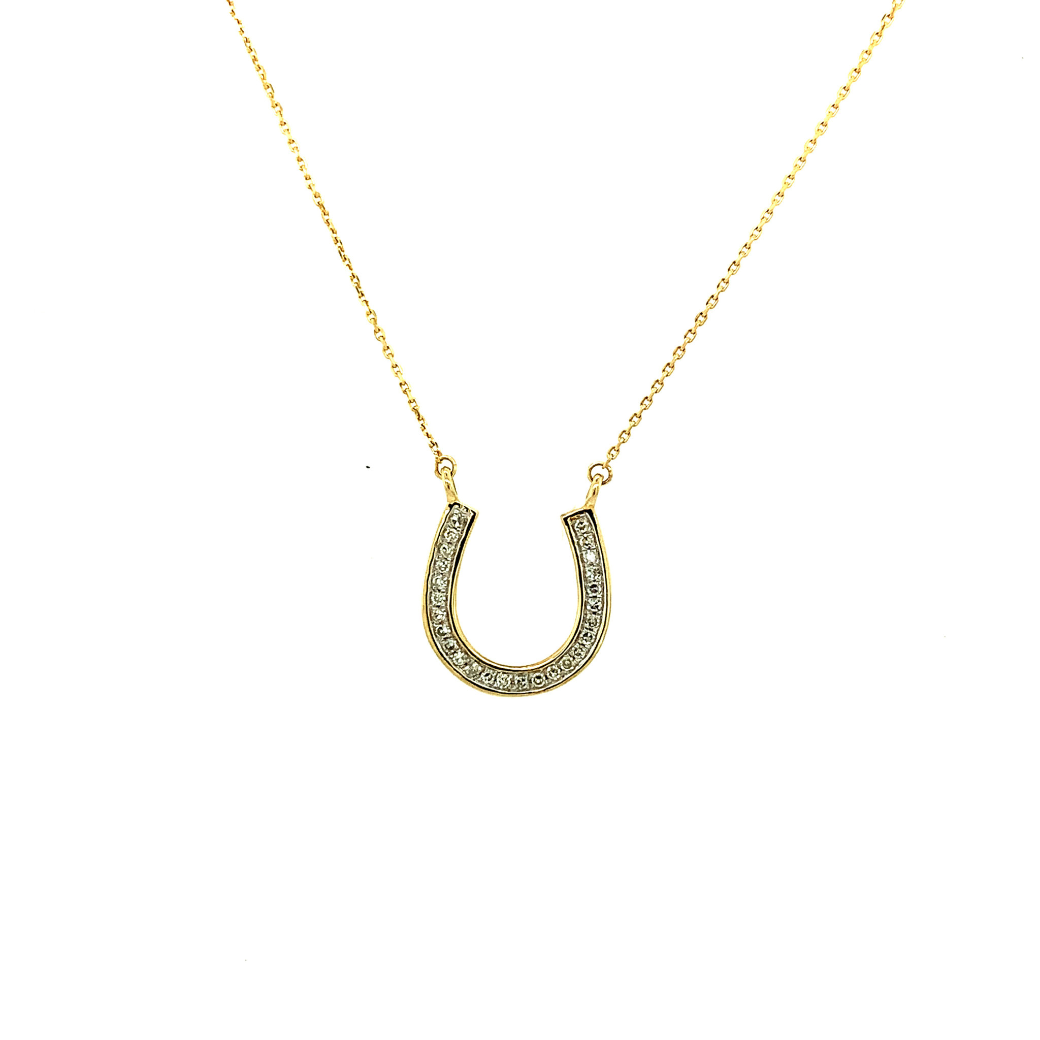 70096 14K YELLOW GOLD .09TCW DIAMOND HORSESHOE PENDANT SET