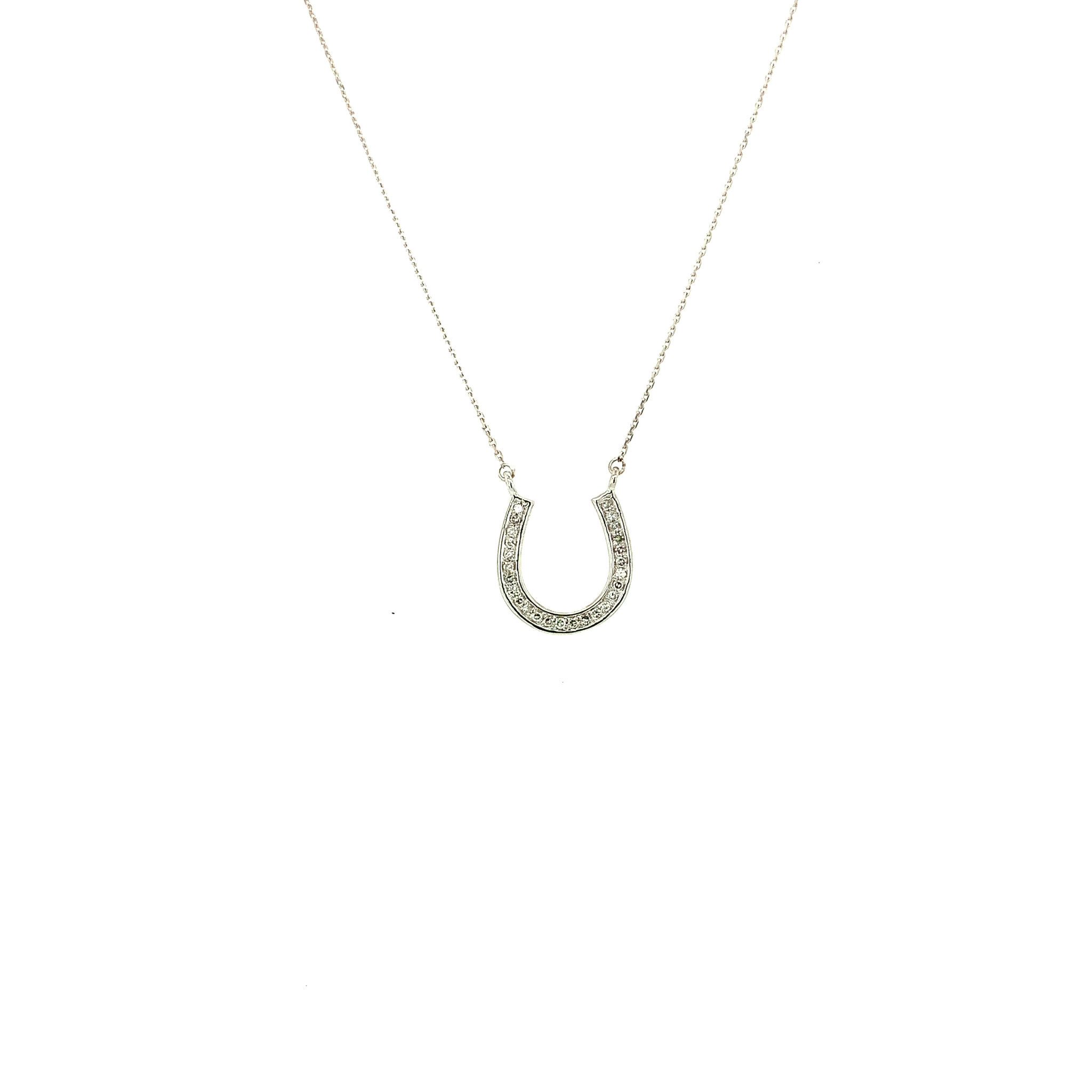 70098 14K WHITE GOLD .09TCW DIAMOND HORSESHOE PENDANT SET