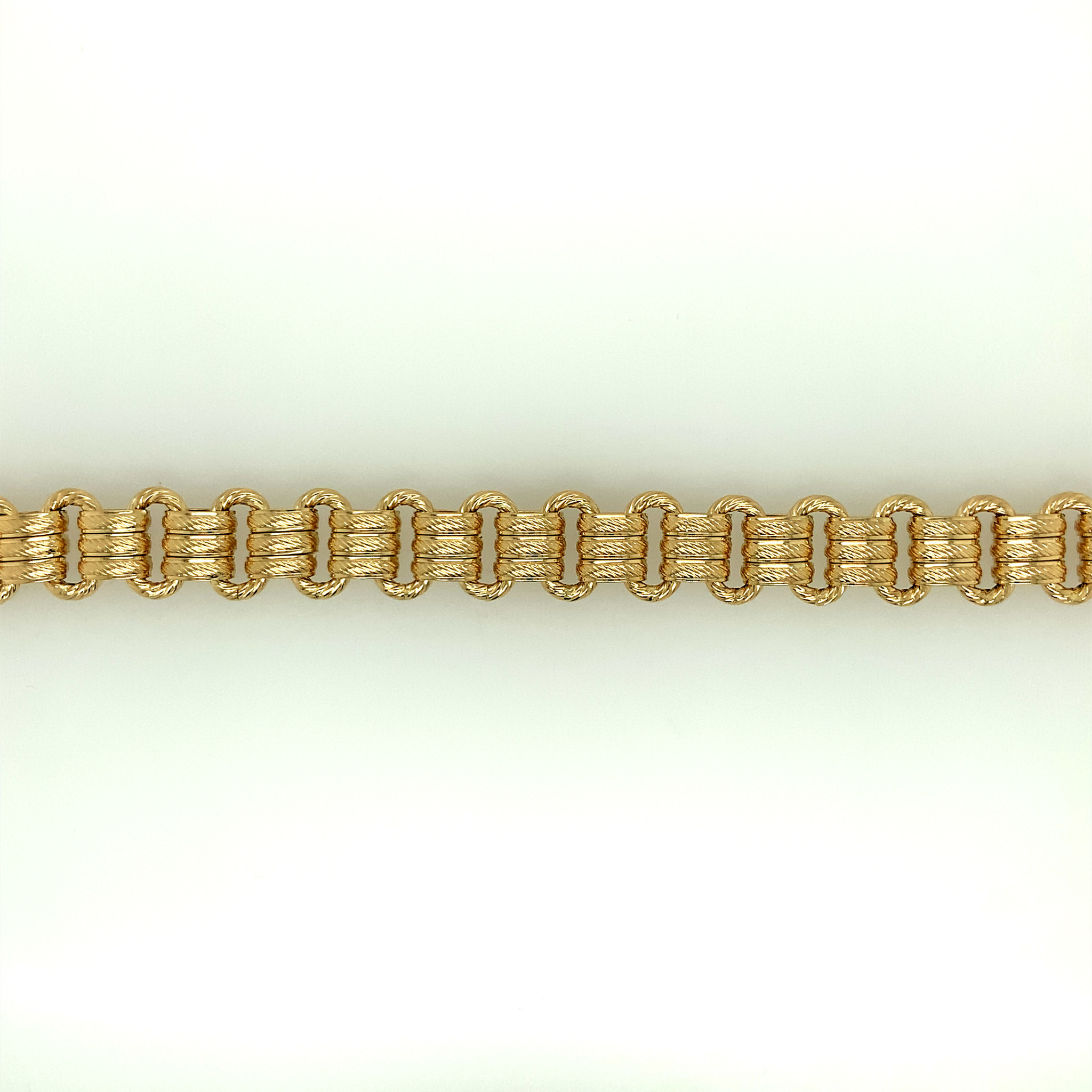20045 14K YELLOW GOLD FANCY OPEN OVAL ROPE LINK LADIES BRACELET