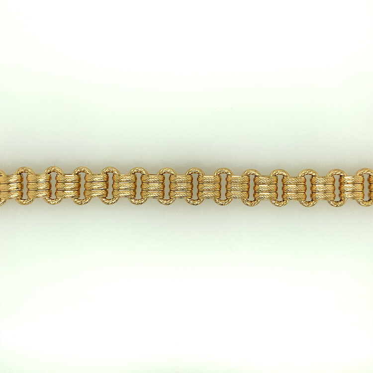 20045 14K YELLOW GOLD FANCY OPEN OVAL ROPE LINK LADIES BRACELET