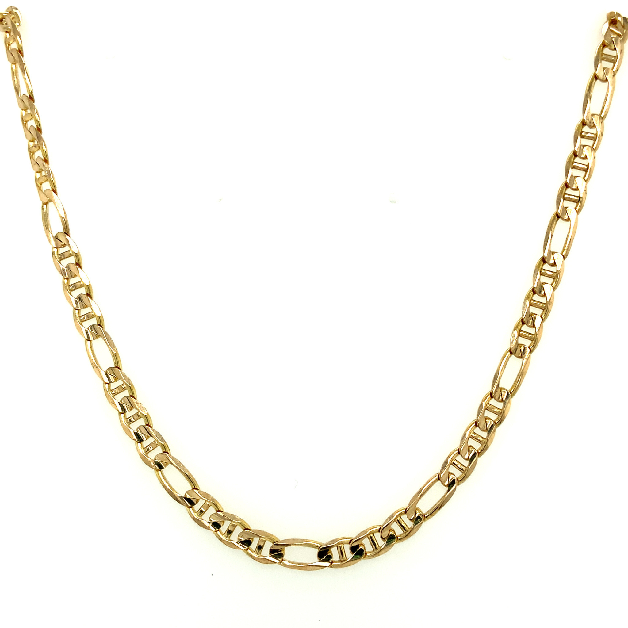 50094 14K YELLOW GOLD 22" FLAT GUCCI FIGARO LINK CHAIN