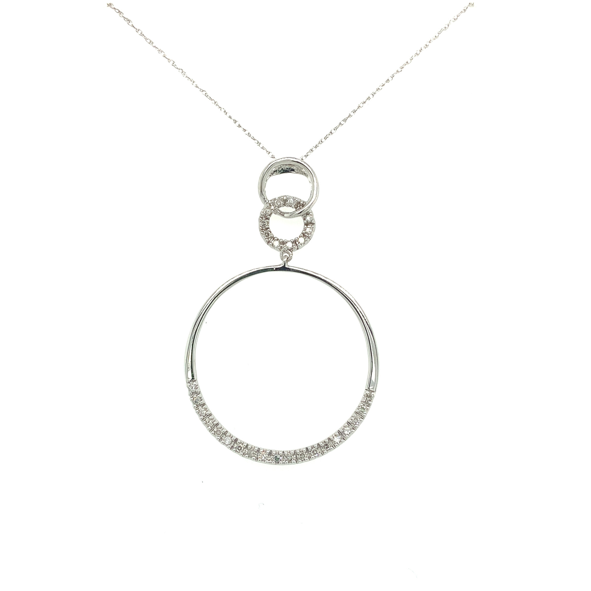 71068 14K WHITE GOLD .30TCW DIAMOND OPEN TRIPLE CIRCLE PENDANT SET