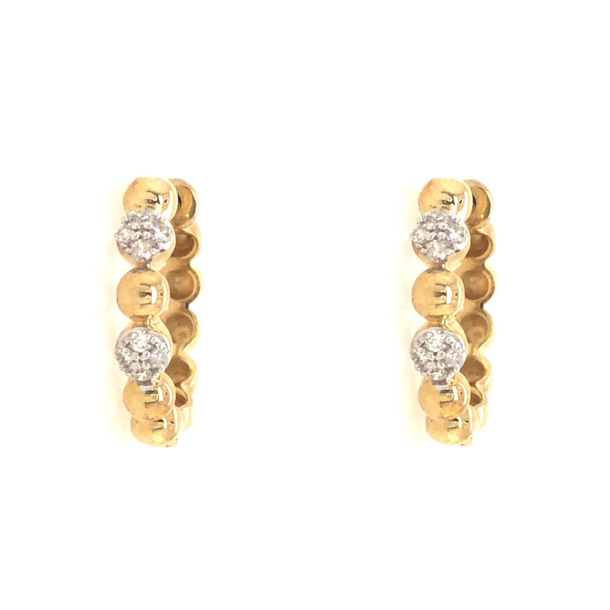 30216 10K YELLOW GOLD .10TCW DIAMOND BEADED HUGGIES
