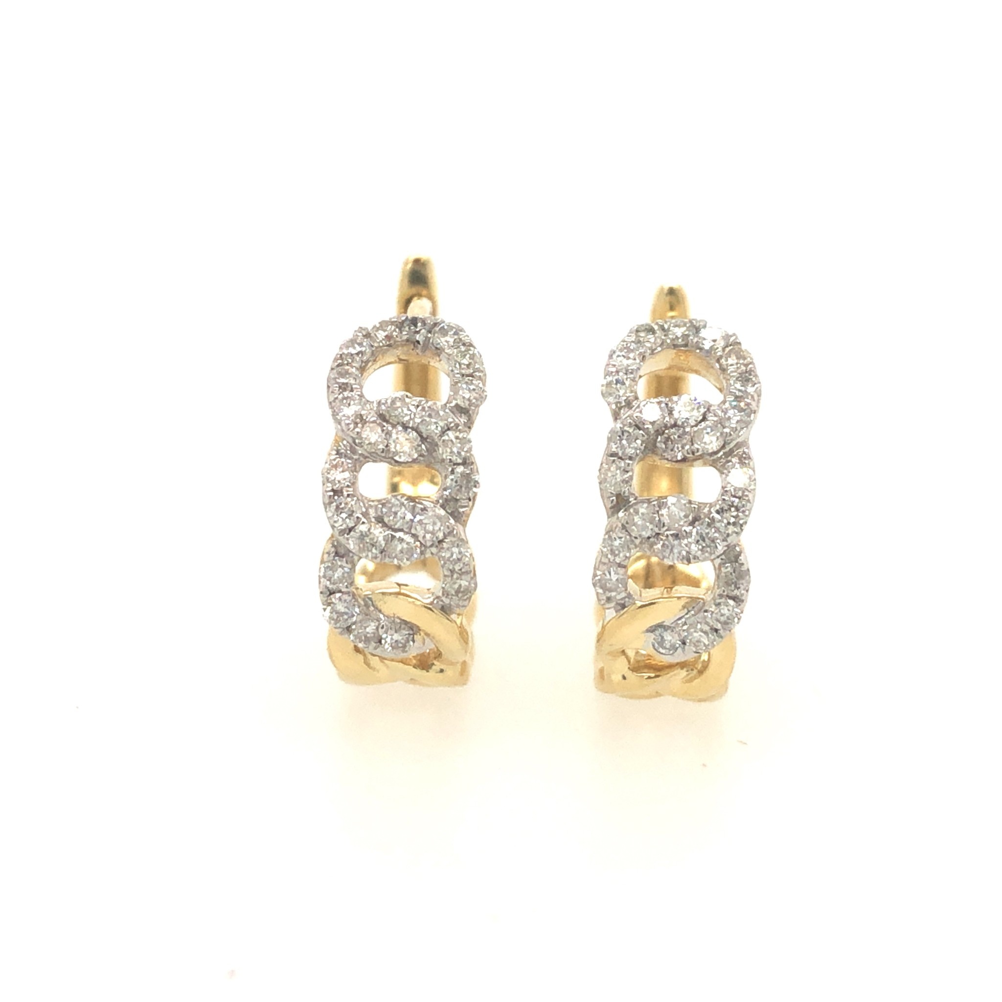 30218 10K YELLOW GOLD .25TCW DIAMOND CURB LINK HUGGIES