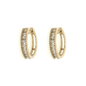 30225 10K YELLOW GOLD .25TCW DIAMOND CHANNEL SET BEADED EDGES HUGGIES