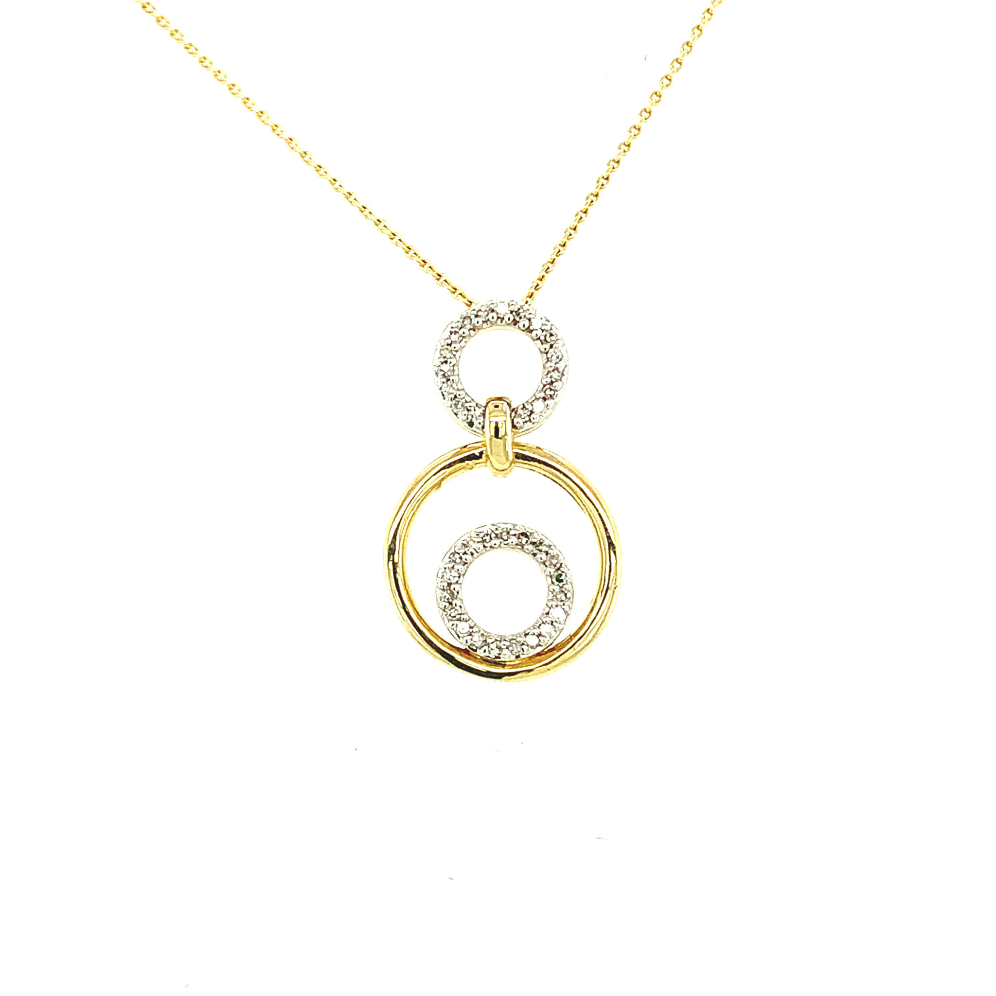 700016 14K 2 TONE DIAMOND MULTI CIRCLE PENDANT