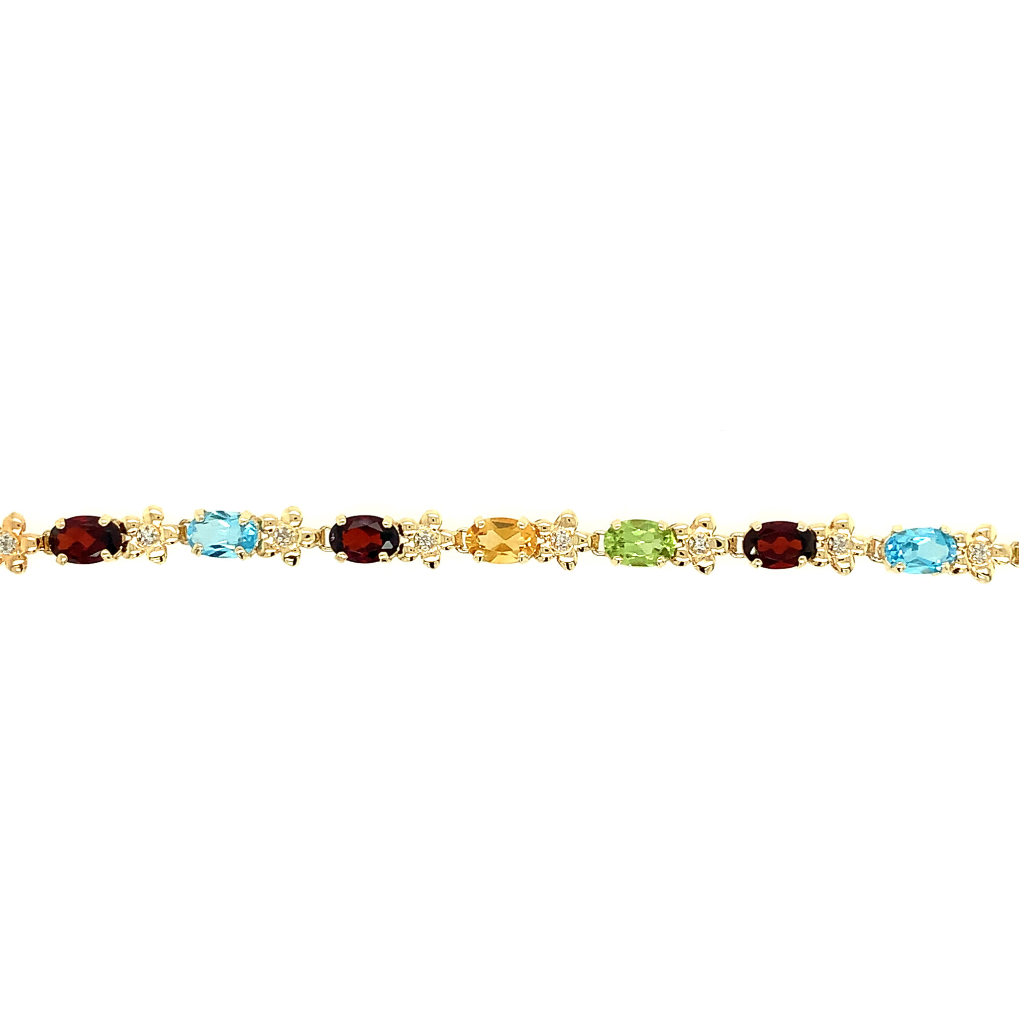 20299 14K YELLOW GOLD MULTI GEMSTONE AND DIAMOND BRACELET