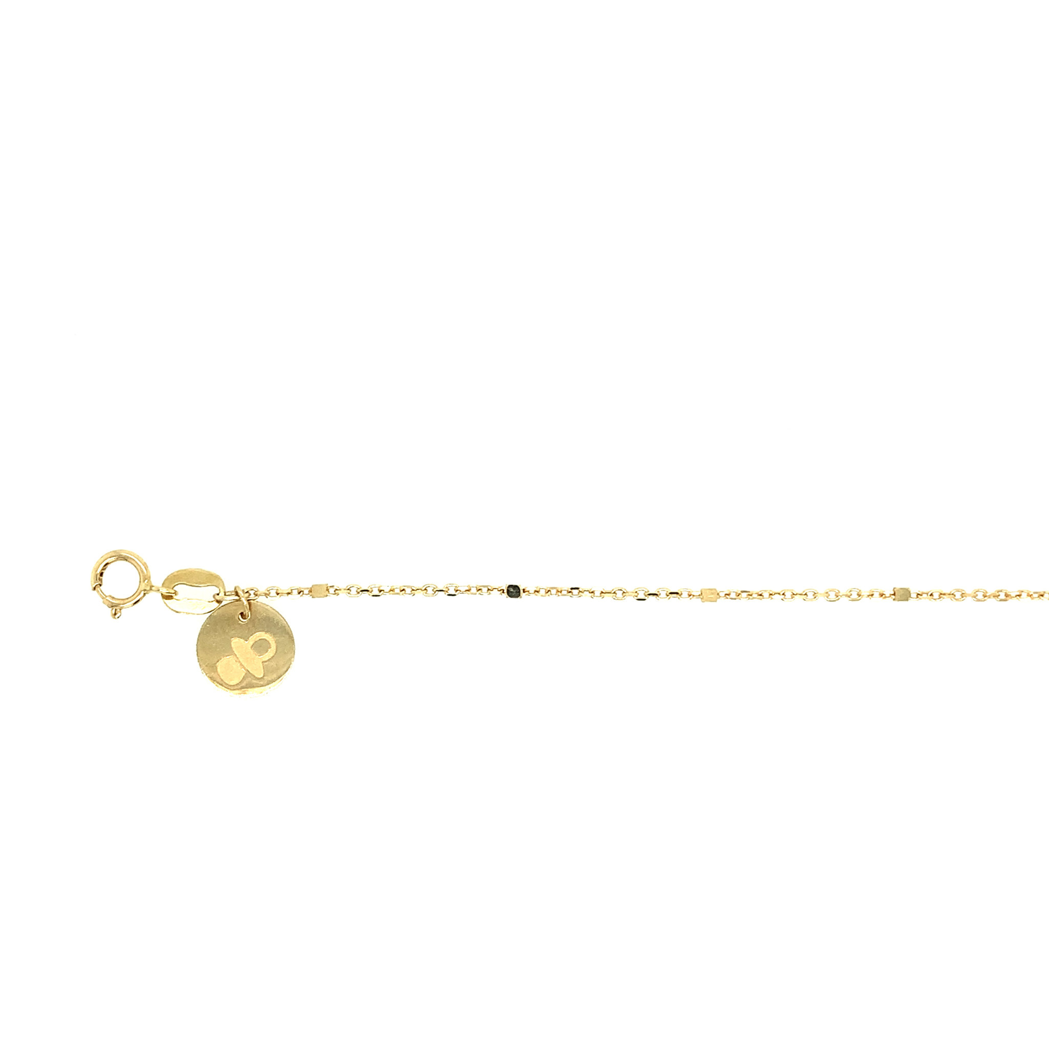 20940 14K YELLOW GOLD BEADED LINK WITH PACIFIER CHARM BABY BRACELET