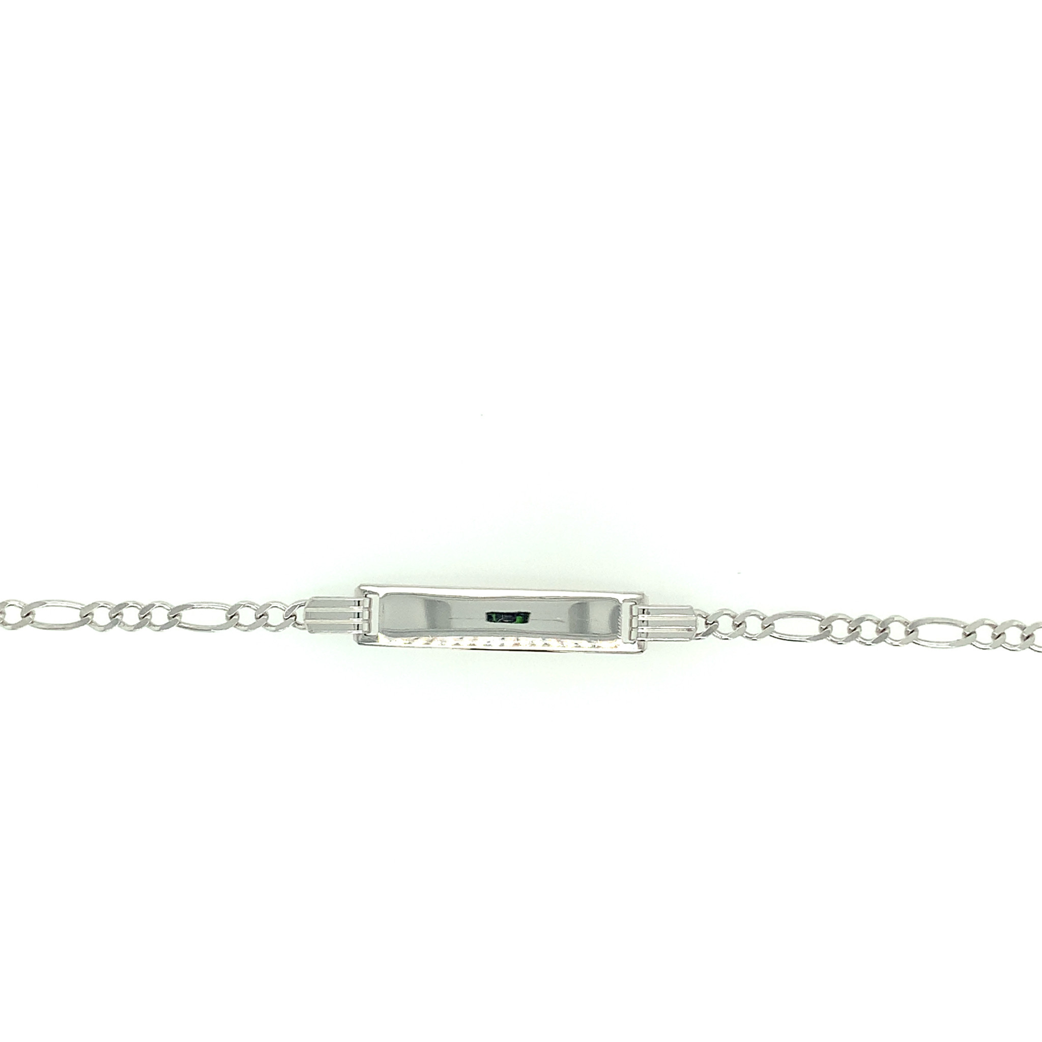 25078 14K WHITE GOLD FIGARO BABY NAME ID BRACELET