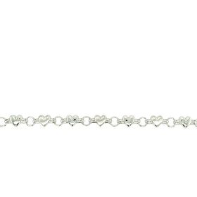 20616 14K WHITE GOLD DIAMOND CUT PUFFY HEART KIDS BRACELET