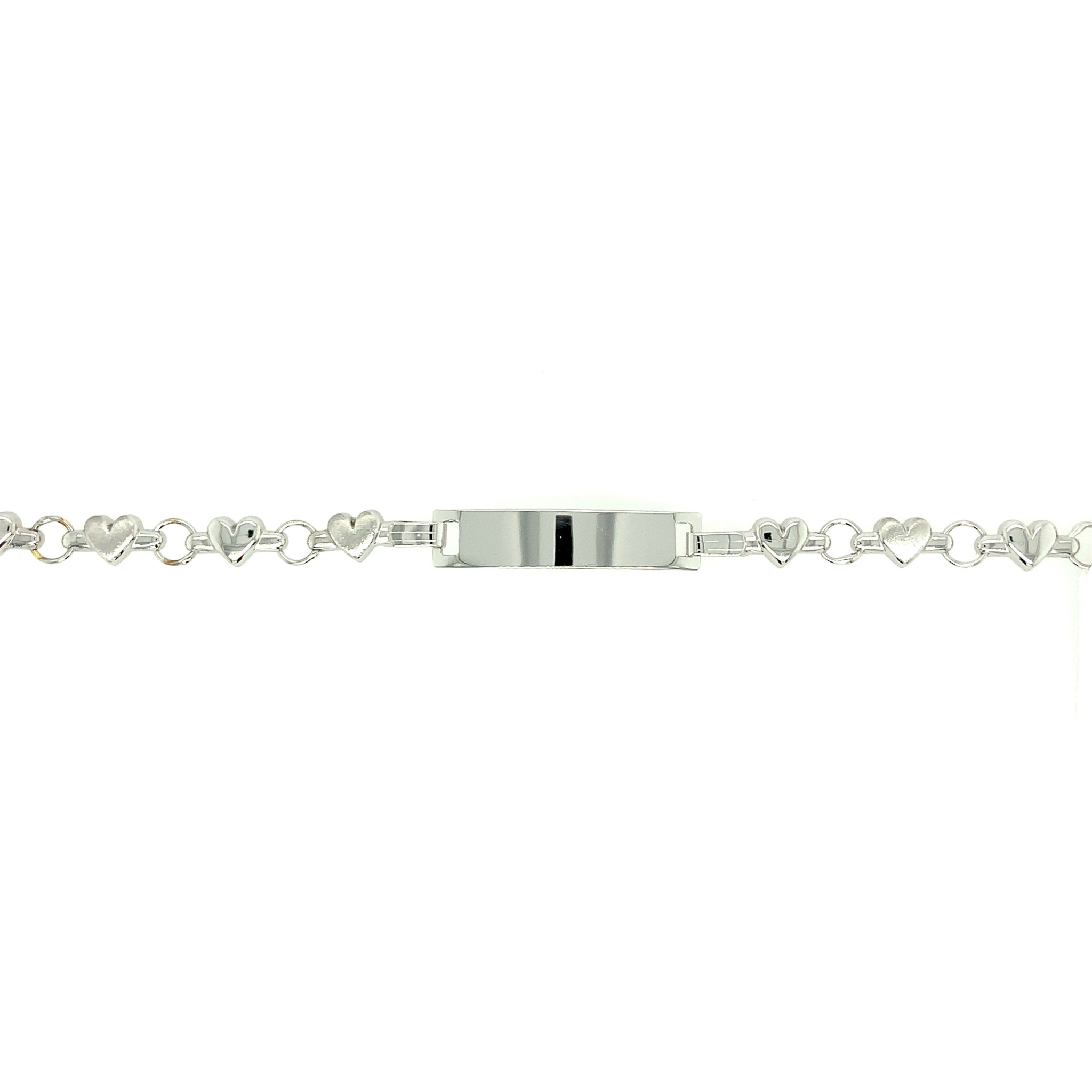 20876 14K WHITE GOLD PUFFY HEART NAME ID BABY BRACELET