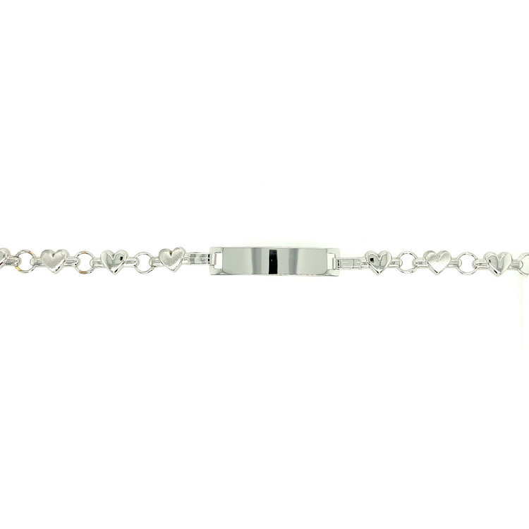 20876 14K WHITE GOLD PUFFY HEART NAME ID BABY BRACELET