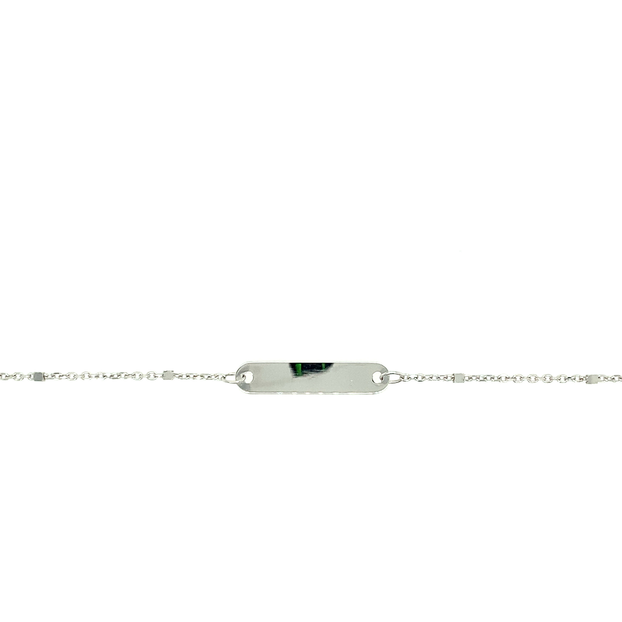 20902 14K WHITE GOLD BEADED BABY NAME ID BRACELET