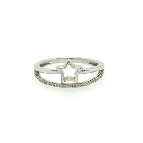 40054 10K WHITE GOLD OPEN STAR .10TCW DIAMOND BAND RING