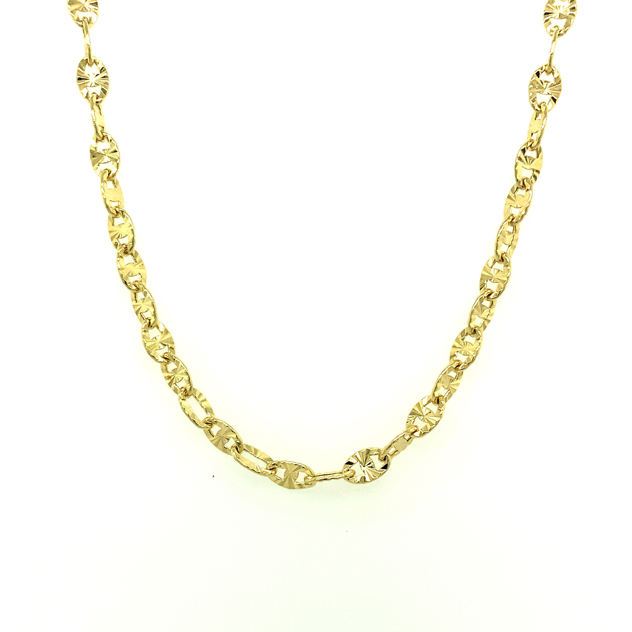 50100 14K YELLOW GOLD 24" DIAMOND CUT FLIP GUCCI LINK CHAIN