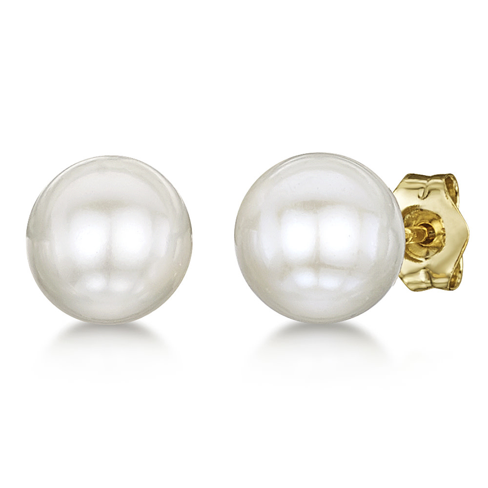 30287 14K YELLOW GOLD 8MM CULTURED PEARL STUDS