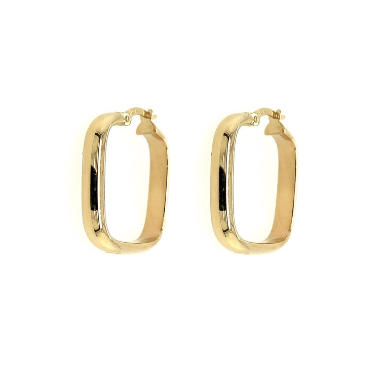 30299 14K YELLOW GOLD HIGH POLISHED SQUARE 1" HOOPS