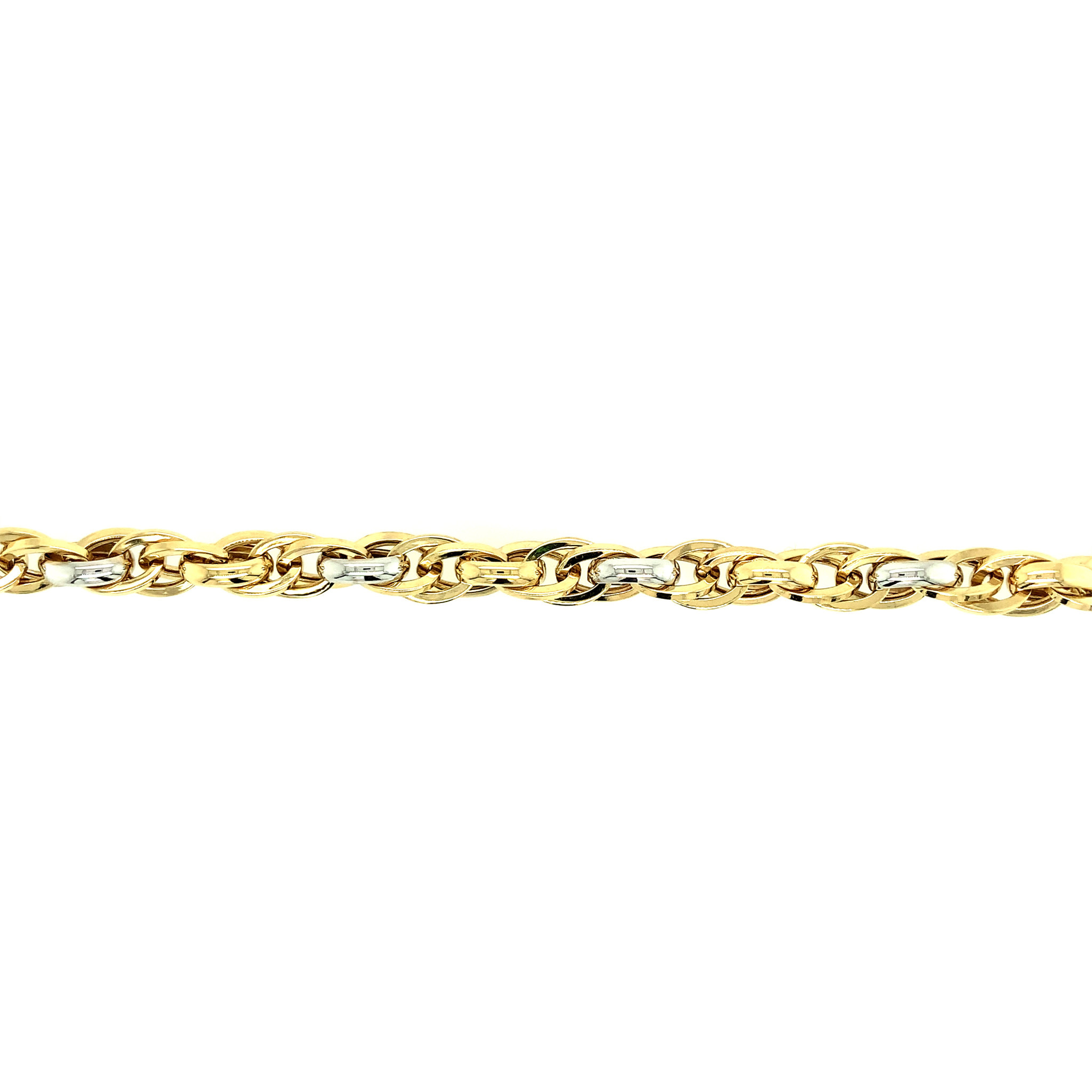 20061 14K 2 TONE THICK FANCY ROPE LINK LADIES BRACELET