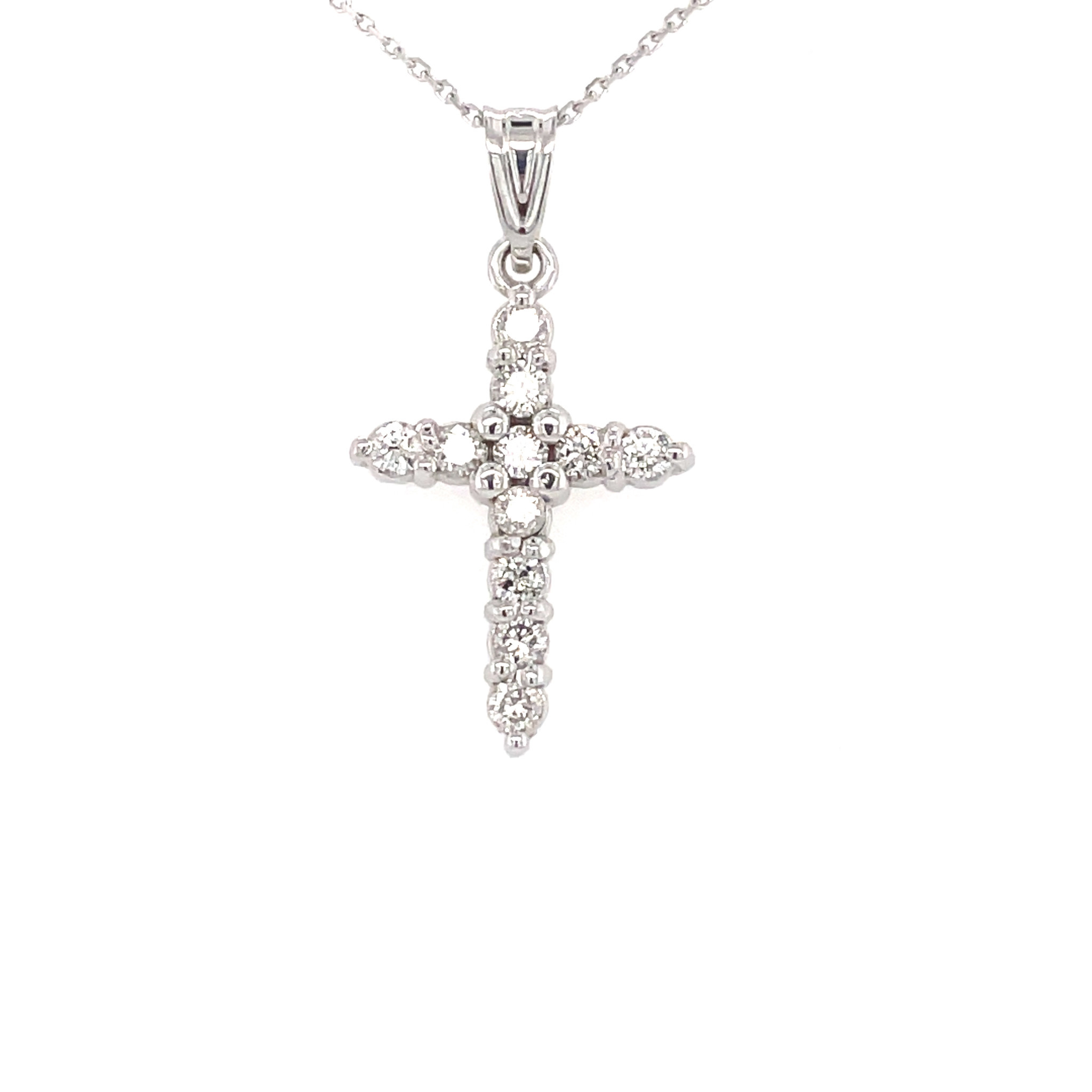 72679 14K WHITE GOLD .50TCW COMMON PRONG DIAMOND CROSS SET